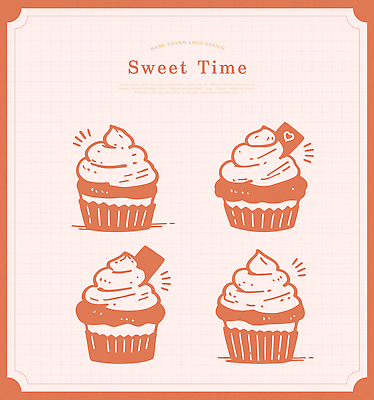 분홍색 라인일러스트 일러스트 사람없음 초콜릿 달콤 컵케이크 심볼 라인아트 국내일러스트 AI파일 선 컬러 디저트 케이크 맛 파일형식 벡터