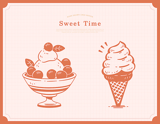 그릇 열매 분홍색 잎 라인일러스트 일러스트 디저트 사람없음 달콤 심볼 라인아트 콘아이스크림 컵아이스크림 국내일러스트 AI파일 식물 식기 선 음식 컬러 아이스크림 맛 파일형식 벡터