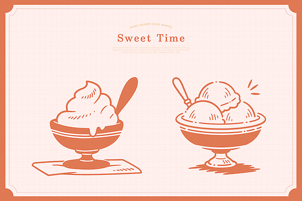 그릇 분홍색 라인일러스트 일러스트 디저트 사람없음 숟가락 달콤 심볼 라인아트 컵아이스크림 1000 국내일러스트 AI파일 식기 선 음식 컬러 아이스크림 수저 숫자 맛 파일형식 벡터