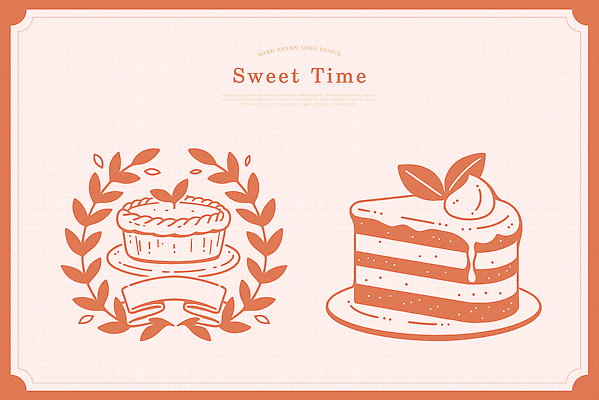 접시 분홍색 잎 라인일러스트 일러스트 사람없음 라벨 달콤 조각케이크 심볼 라인아트 생크림 파이 월계수 국내일러스트 AI파일 식물 식기 선 빵 컬러 프레임 케이크 맛 크림 파일형식 벡터