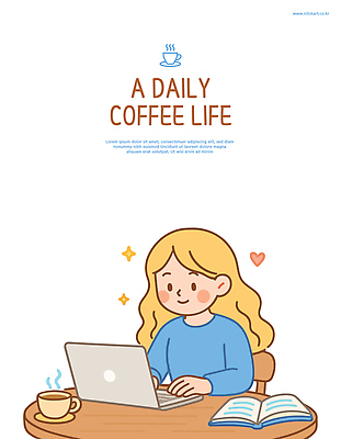 여자 의자 일러스트 한명 미소 상반신 성인 라이프 책 노트북 반짝임 하트 타이핑 커피잔 원형탁자 성인여자한명만 국내일러스트 AI파일 모양 1 커피 가구 모션 탁자 잔 표정 사람 생활 전자제품 여자한명만 성인여자만 파일형식 벡터