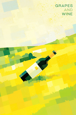 PSD 일러스트 하늘 초원 사람없음 노란색 화이트와인 와인병 포도주병 국내일러스트 컬러 병_용기 와인 병_담는 파일형식