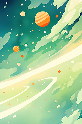 JPG 구름 백그라운드 일러스트 수채화 사람없음 빛 우주 행성 청록색 감성 몽환 국내일러스트 AI일러스트 AI콘텐츠 자연요소 컬러 컨셉 파일형식