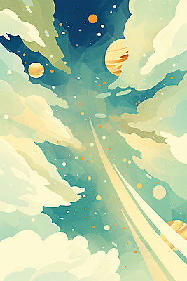 JPG 구름 백그라운드 일러스트 수채화 사람없음 빛 우주 행성 청록색 감성 몽환 국내일러스트 AI일러스트 AI콘텐츠 자연요소 컬러 컨셉 파일형식