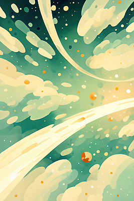 JPG 구름 백그라운드 일러스트 수채화 사람없음 빛 우주 행성 청록색 감성 몽환 국내일러스트 AI일러스트 AI콘텐츠 자연요소 컬러 컨셉 파일형식