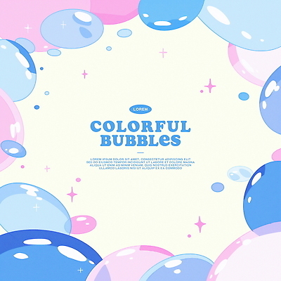 PSD 분홍색 일러스트 수채화 프레임 사람없음 파란색 반짝임 물방울 비눗방울 겹침 버블 국내일러스트 컬러 모션 파일형식