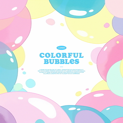 PSD 일러스트 수채화 프레임 사람없음 컬러풀 물방울 비눗방울 겹침 버블 국내일러스트 컬러 파일형식