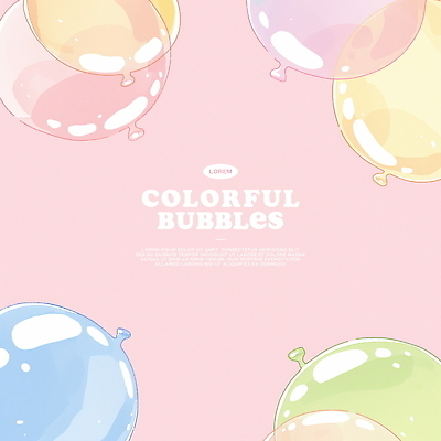 PSD 분홍색 일러스트 수채화 프레임 사람없음 풍선 겹침 버블 국내일러스트 컬러 파일형식