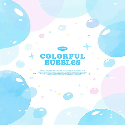 PSD 분홍색 일러스트 수채화 프레임 사람없음 파란색 반짝임 물방울 비눗방울 겹침 버블 국내일러스트 컬러 모션 파일형식