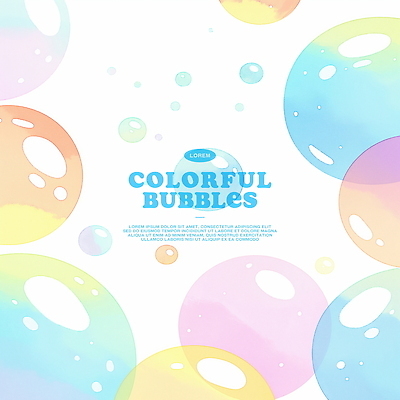 PSD 일러스트 수채화 프레임 사람없음 컬러풀 물방울 비눗방울 겹침 그라데이션 버블 국내일러스트 컬러 파일형식