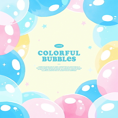 PSD 일러스트 수채화 프레임 사람없음 컬러풀 물방울 비눗방울 겹침 버블 국내일러스트 컬러 파일형식