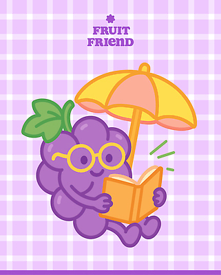 잎 일러스트 포도 들기 사람없음 책 독서 귀여움 보라색 읽기 양산 격자 안경낌 포도캐릭터 키치 일러캐릭터 AI파일 식물 캐릭터 안경 컬러 컨셉 무늬 과일 모션 파일형식 벡터