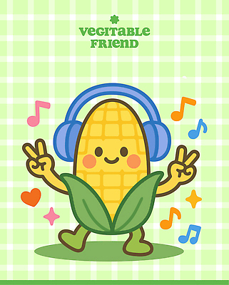 음표 일러스트 옥수수 사람없음 연두색 반짝임 귀여움 헤드폰 하트 춤 브이 격자 옥수수캐릭터 키치 일러캐릭터 AI파일 모양 캐릭터 기호 음악 음향기기 컨셉 무늬 모션 문화예술 곡류 손짓 초록색 채소캐릭터 파일형식 벡터