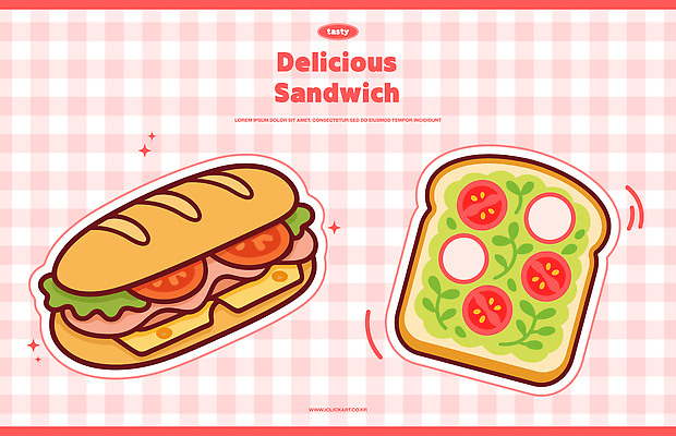 분홍색 토마토 일러스트 치즈 사람없음 반짝임 상추 체크무늬 햄 햄치즈샌드위치 페스토 오픈샌드위치 바게트샌드위치 국내일러스트 AI파일 컬러 무늬 채소 모션 유제품 샌드위치 육류 소스_음식 파일형식 벡터