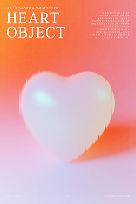 PSD 편집이미지 사랑 사람없음 주황색 로맨틱 하트 입체 질감 심플 감성 그라데이션 몽환 글래스모피즘 이미지편집 모양 디자인 감정 컬러 컨셉 파일형식