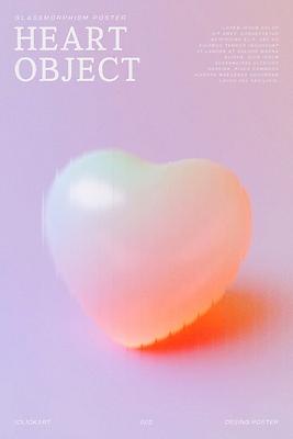 PSD 편집이미지 사랑 사람없음 보라색 로맨틱 하트 입체 질감 심플 감성 몽환 글래스모피즘 이미지편집 모양 디자인 감정 컬러 컨셉 파일형식