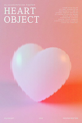 PSD 편집이미지 분홍색 사랑 사람없음 로맨틱 하트 입체 질감 심플 감성 그라데이션 몽환 글래스모피즘 이미지편집 모양 디자인 감정 컬러 컨셉 파일형식