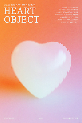 PSD 편집이미지 사랑 사람없음 주황색 로맨틱 하트 입체 질감 심플 감성 그라데이션 몽환 글래스모피즘 이미지편집 모양 디자인 감정 컬러 컨셉 파일형식