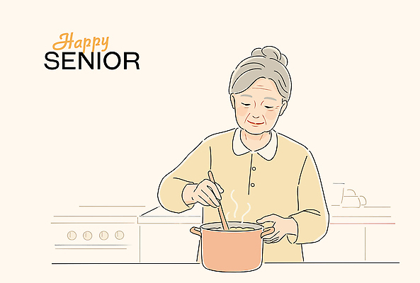 여자 노년 행복 일러스트 주방용품 요리 한명 미소 상반신 실버라이프 주방 눈감음 잡기 냄비 연분홍색 노인여자한명만 젓기 국내일러스트 AI파일 1 라이프스타일 감정 분홍색 생활용품 모션 표정 사람 성인 솥 여자한명만 노인여자만 파일형식 벡터