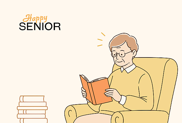 남자 행복 중년 일러스트 한명 미소 들기 앉기 상반신 책 실버라이프 소파 독서 쌓기 연분홍색 중년남자한명만 안경낌 국내일러스트 AI파일 1 라이프스타일 감정 안경 분홍색 의자 모션 표정 사람 성인 남자한명만 중년남자만 파일형식 벡터