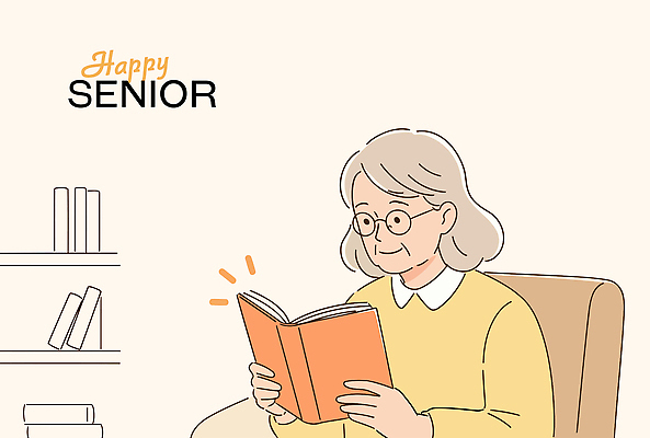 여자 노년 행복 일러스트 책장 한명 미소 들기 상반신 책 실버라이프 소파 독서 연분홍색 노인여자한명만 안경낌 국내일러스트 AI파일 1 라이프스타일 감정 안경 분홍색 가구 의자 모션 표정 사람 성인 여자한명만 노인여자만 파일형식 벡터