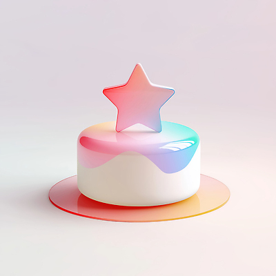 JPG 편집이미지 접시 별 사람없음 장식 컬러풀 3D 케이크 생일 광택 그라데이션 편집3D AI컴퓨터그래픽 AI콘텐츠 자연요소 식기 기념일 컬러 디저트 디지털합성 파일형식