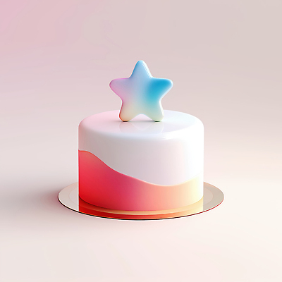 JPG 편집이미지 접시 별 사람없음 장식 빛 컬러풀 3D 케이크 생일 그라데이션 편집3D AI컴퓨터그래픽 AI콘텐츠 자연요소 식기 기념일 컬러 디저트 디지털합성 파일형식