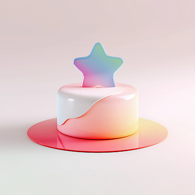 JPG 편집이미지 접시 별 사람없음 장식 컬러풀 3D 케이크 생일 광택 그라데이션 편집3D AI컴퓨터그래픽 AI콘텐츠 자연요소 식기 기념일 컬러 디저트 디지털합성 파일형식