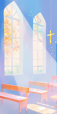 JPG 기독교 십자가 의자 일러스트 창문 그림자 사람없음 파란색 빛 성당 교회 천주교 예배 국내일러스트 AI일러스트 AI콘텐츠 종교 컬러 가구 종교건축 건물 파일형식