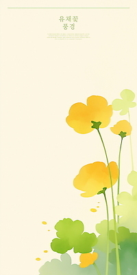 PSD 디자인 꽃 일러스트 봄꽃 수채화 사람없음 제주도 노란색 봄 유채 힐링 감성 국내일러스트 식물 계절 컬러 컨셉 한국 파일형식