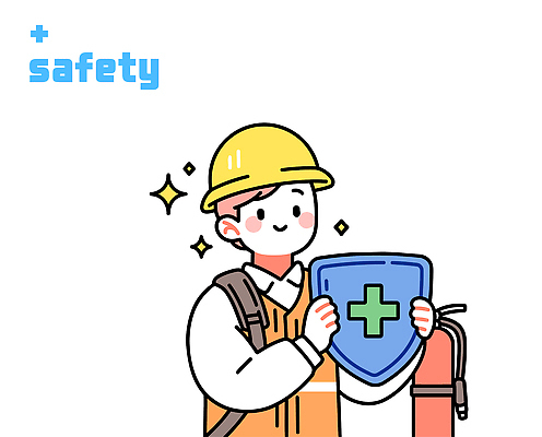 남자 일러스트 노동자 작업복 한명 미소 들기 상반신 성인 반짝임 안전모 방패 안전교육 소화기 십자모양 예방교육 성인남자한명만 국내일러스트 AI파일 모양 직업 1 옷 교육 모션 표정 안전 사람 헬멧 안전장비 소방 십자 남자한명만 성인남자만 파일형식 벡터