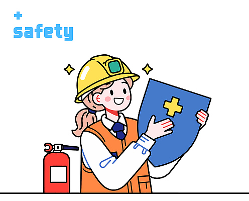 여자 일러스트 노동자 작업복 한명 미소 들기 상반신 성인 반짝임 안전모 방패 안전교육 소화기 십자모양 예방교육 성인여자한명만 국내일러스트 AI파일 모양 직업 1 옷 교육 모션 표정 안전 사람 헬멧 안전장비 소방 십자 여자한명만 성인여자만 파일형식 벡터