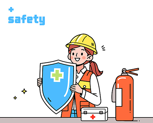 여자 일러스트 노동자 작업복 한명 미소 들기 상반신 성인 반짝임 구급상자 안전모 방패 안전교육 소화기 십자모양 예방교육 성인여자한명만 국내일러스트 AI파일 모양 직업 1 옷 교육 모션 표정 안전 사람 의료용품 헬멧 안전장비 소방 십자 여자한명만 성인여자만 파일형식 벡터