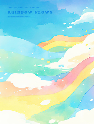 PSD 구름 물결 백그라운드 무지개 일러스트 하늘 수채화 사람없음 웨이브 무지개색 국내일러스트 자연요소 컬러풀 파일형식