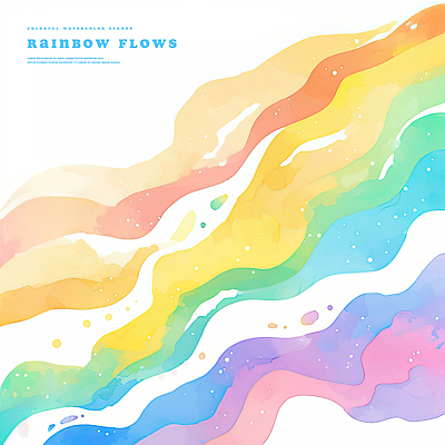 PSD 물결 백그라운드 무지개 일러스트 추상 수채화 사람없음 웨이브 무지개색 국내일러스트 자연요소 무늬 컬러풀 파일형식