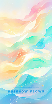 PSD 물결 백그라운드 무지개 일러스트 추상 수채화 사람없음 웨이브 무지개색 국내일러스트 자연요소 무늬 컬러풀 파일형식