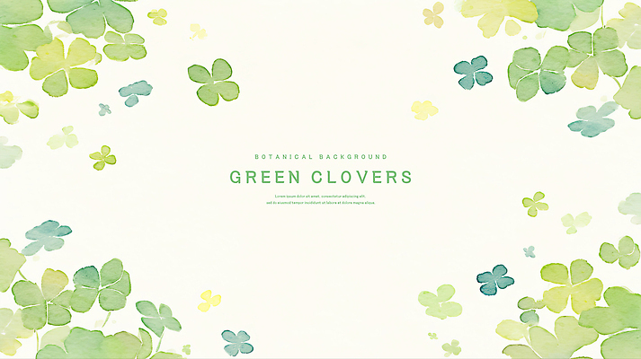 PSD 일러스트 수채화 프레임 사람없음 초록색 네잎클로버 세잎클로버 카피스페이스 국내일러스트 식물 컬러 공백 클로버 파일형식