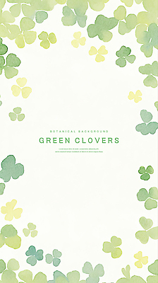 PSD 일러스트 수채화 프레임 사람없음 초록색 네잎클로버 세잎클로버 카피스페이스 국내일러스트 식물 컬러 공백 클로버 파일형식