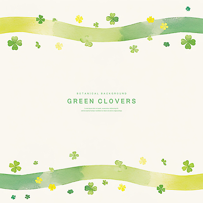 PSD 일러스트 수채화 프레임 사람없음 초록색 네잎클로버 세잎클로버 카피스페이스 국내일러스트 식물 컬러 공백 클로버 파일형식