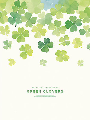 PSD 일러스트 수채화 사람없음 초록색 네잎클로버 세잎클로버 카피스페이스 국내일러스트 식물 컬러 공백 클로버 파일형식