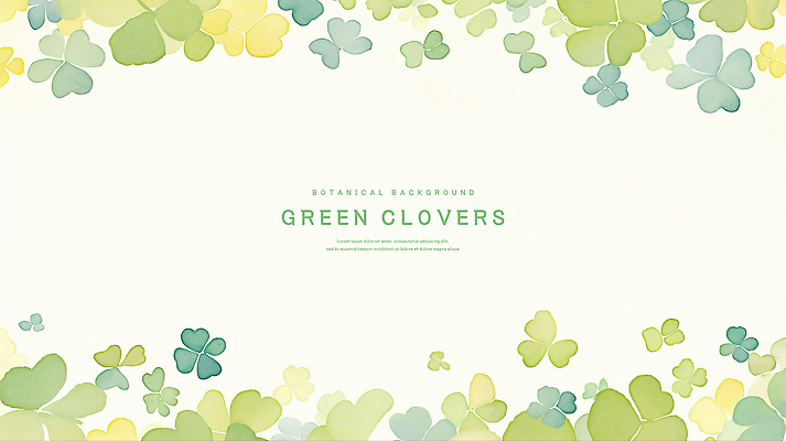 PSD 일러스트 수채화 프레임 사람없음 초록색 네잎클로버 세잎클로버 카피스페이스 국내일러스트 식물 컬러 공백 클로버 파일형식