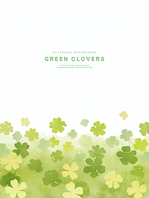 PSD 일러스트 수채화 사람없음 초록색 네잎클로버 세잎클로버 카피스페이스 국내일러스트 식물 컬러 공백 클로버 파일형식