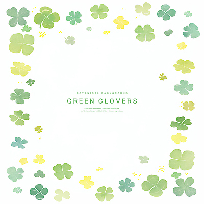 PSD 일러스트 수채화 프레임 사람없음 초록색 네잎클로버 세잎클로버 카피스페이스 국내일러스트 식물 컬러 공백 클로버 파일형식