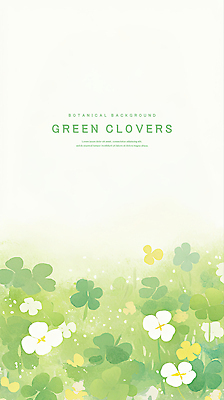 PSD 일러스트 수채화 사람없음 초록색 네잎클로버 세잎클로버 카피스페이스 국내일러스트 식물 컬러 공백 클로버 파일형식