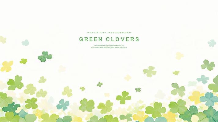 PSD 일러스트 수채화 사람없음 초록색 네잎클로버 세잎클로버 카피스페이스 국내일러스트 식물 컬러 공백 클로버 파일형식
