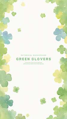 PSD 일러스트 수채화 프레임 사람없음 초록색 네잎클로버 세잎클로버 카피스페이스 국내일러스트 식물 컬러 공백 클로버 파일형식