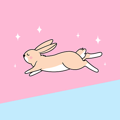 분홍색 일러스트 사람없음 반짝임 귀여움 눈감음 점프 토끼 국내일러스트 AI파일 컬러 컨셉 포유류 모션 반려동물 파일형식 벡터