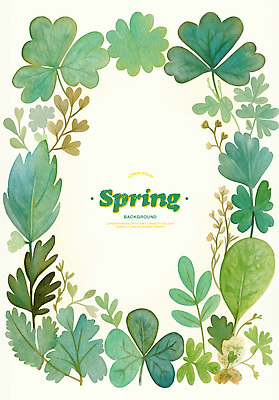 PSD 일러스트 수채화 프레임 사람없음 초록색 풀잎 카피스페이스 국내일러스트 컬러 잎 공백 풀_식물 파일형식