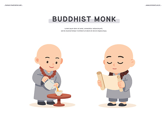 전신 남자 불교 일러스트 탁자 미소 들기 성인 두명 눈감음 붓기 찻잔 찻주전자 두루마리 승려 염주 승복 성인남자만 일러캐릭터 AI파일 캐릭터 종교 가구 모션 주전자 잔 표정 사람 성직자 불교용품 남자만 성인만 파일형식 벡터