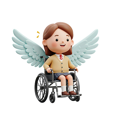 전신 PSD 편집이미지 여학생 여자 교복 날개 청소년 3D캐릭터 한명 미소 앉기 3D 희망 장애인 휠체어 긍정 십대여자한명만 편집3D 캐릭터 1 학생 옷 감정 컨셉 모션 표정 사람 디지털합성 장애 여자한명만 십대여자만 파일형식